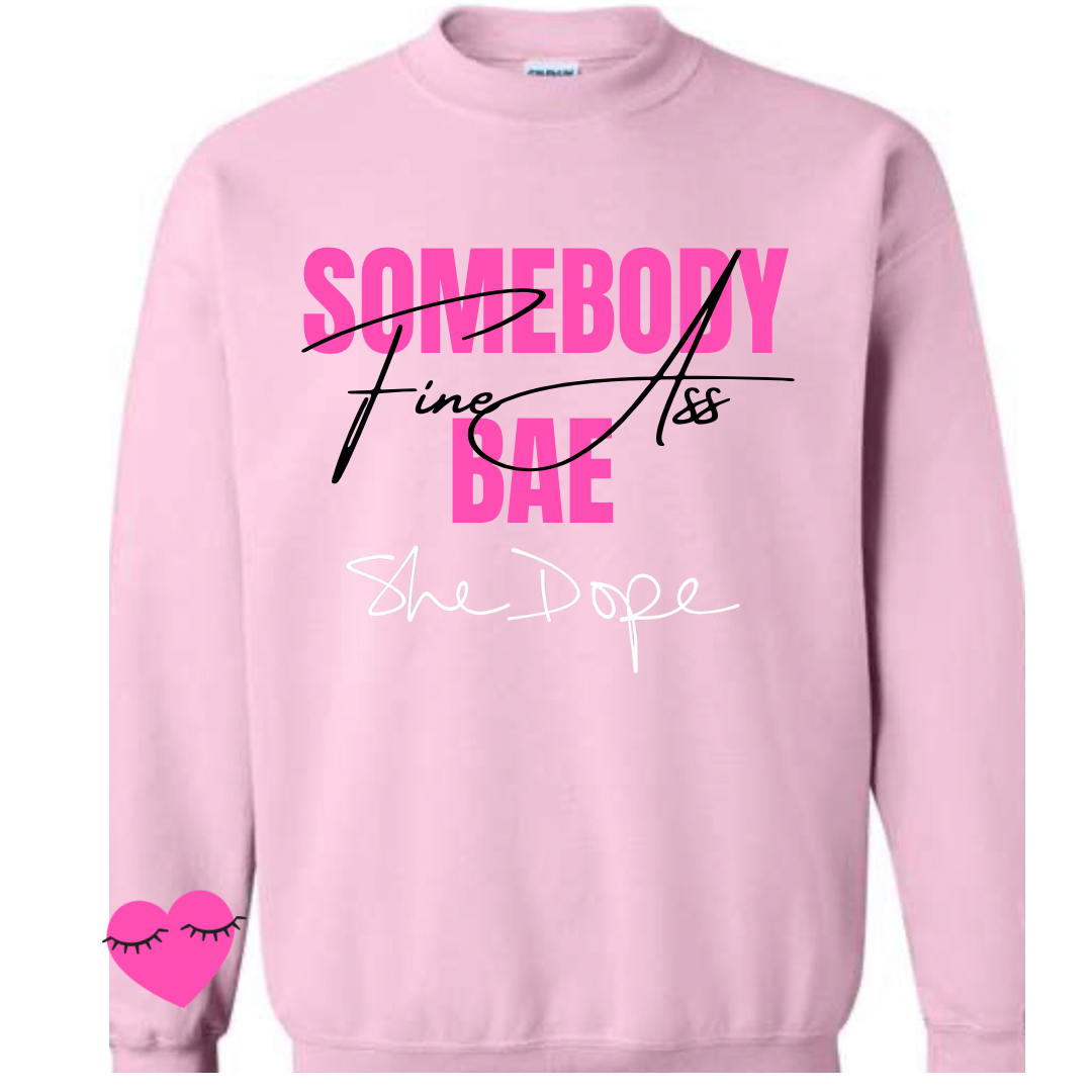 Somebody Fine Bae Heart Crew Sweater