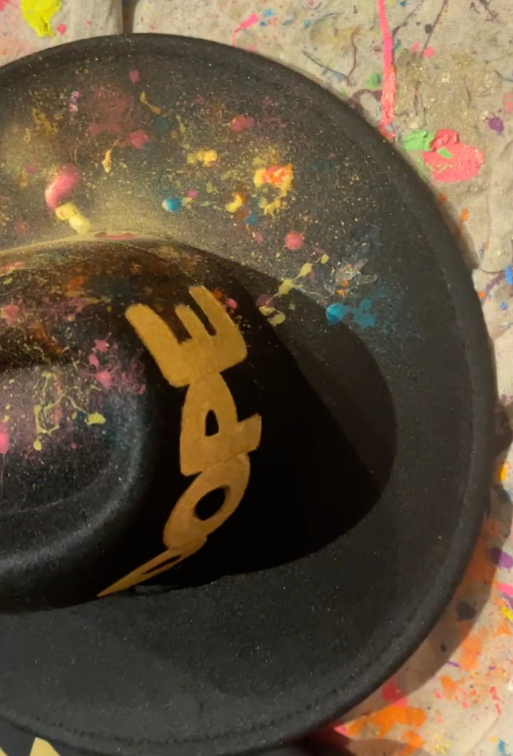 Black Gold/Multicolor SHE DOPE Fedora