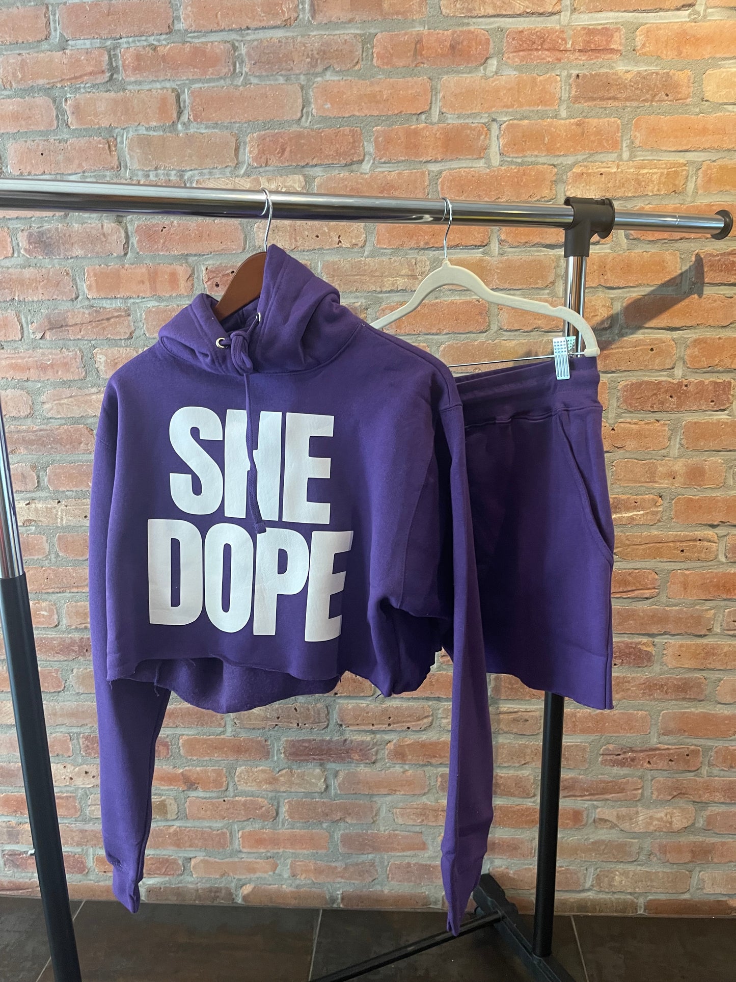 She Dope Hoodie Jogger Short Set