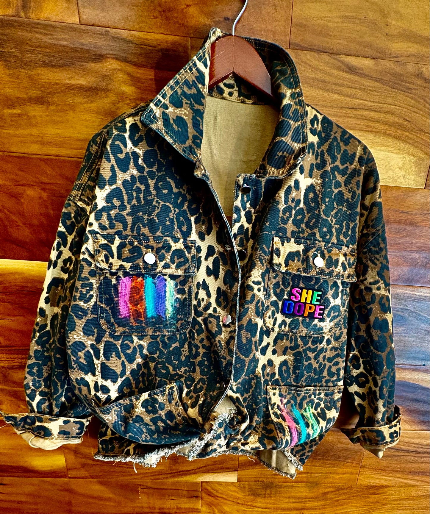 Leopard She Dope logo Jacket