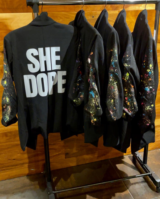 All Love Black/white splattered She Dope Blazer