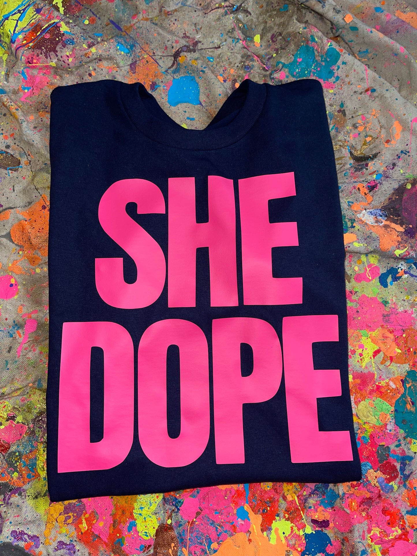 Navy Blue w/Pink She Dope Tee