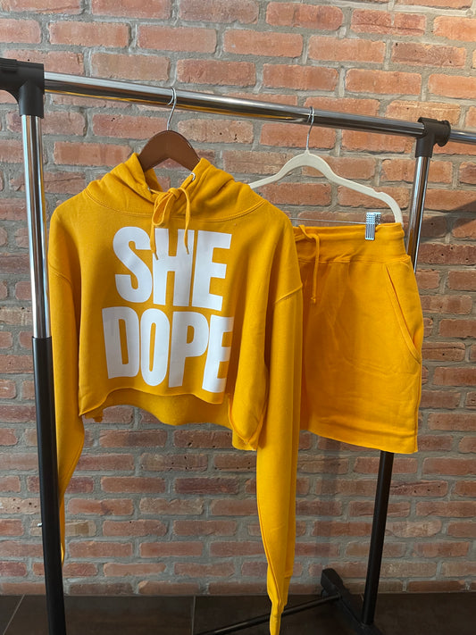 She Dope Mustard Short Set