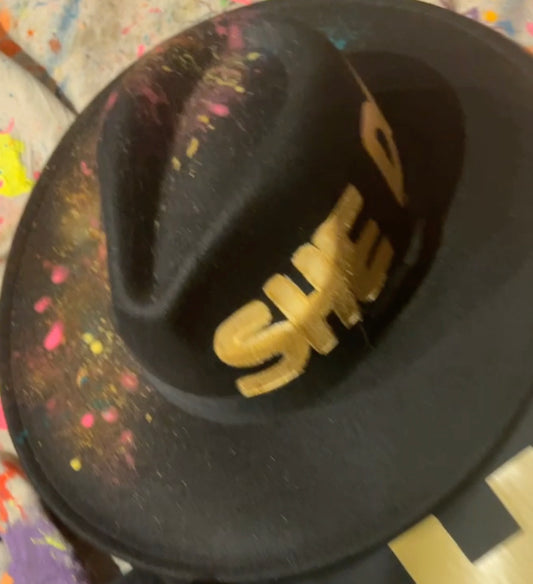 Black Gold/Multicolor SHE DOPE Fedora