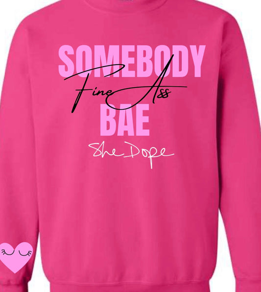 Somebody Fine Bae Heart Crew Sweater