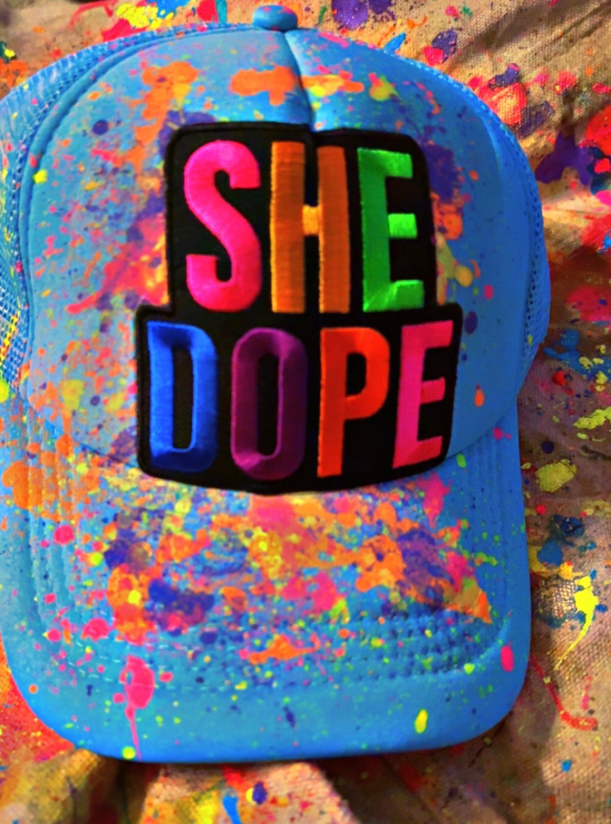 Splattered logo She Dope Cap