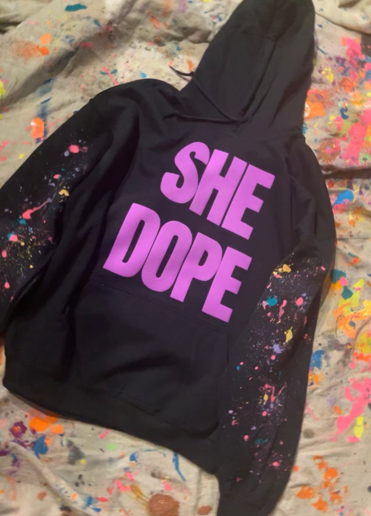 She Dope Purple Splattered Hoodie
