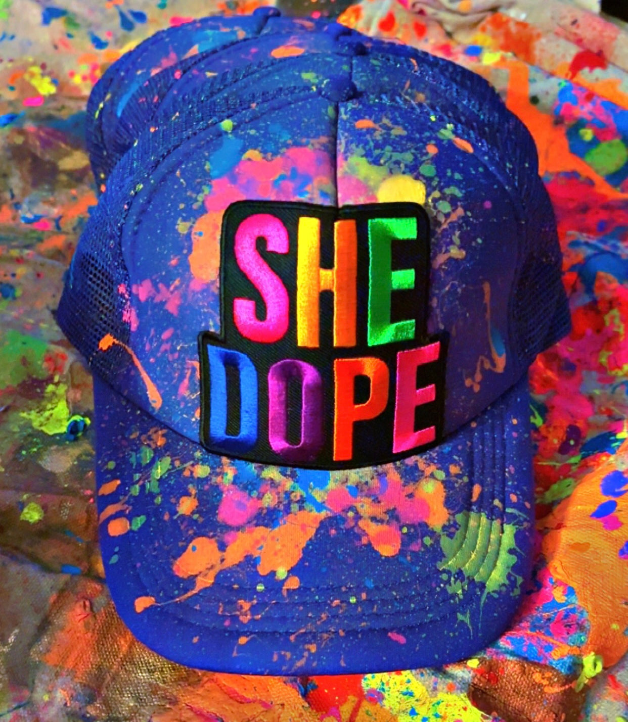 Splattered logo She Dope Cap