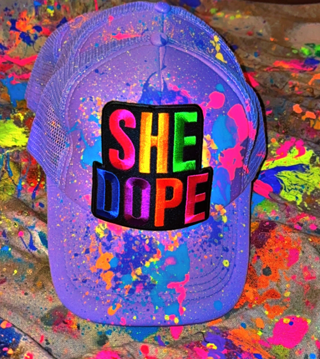 Splattered logo She Dope Cap