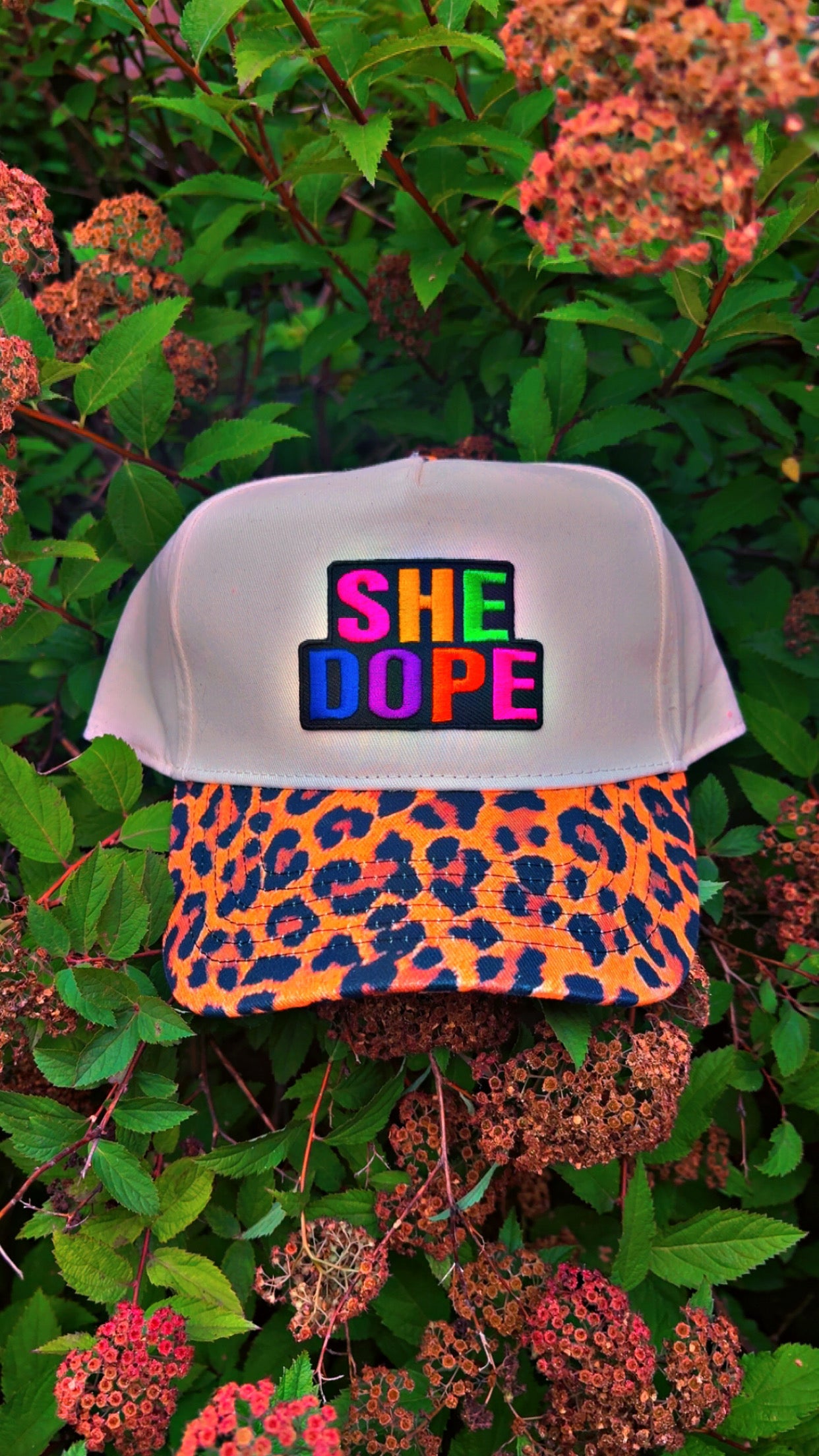 Cheetah print She Dope 5 panel Cap