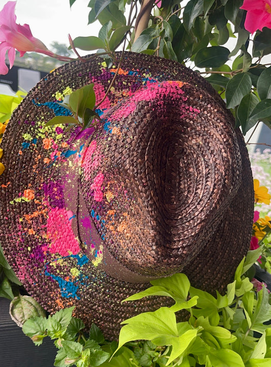 Custom She Dope Straw Splattered Fedora