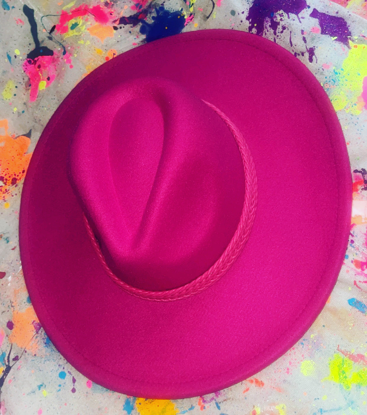 Solid Pink Braided Band Fedora