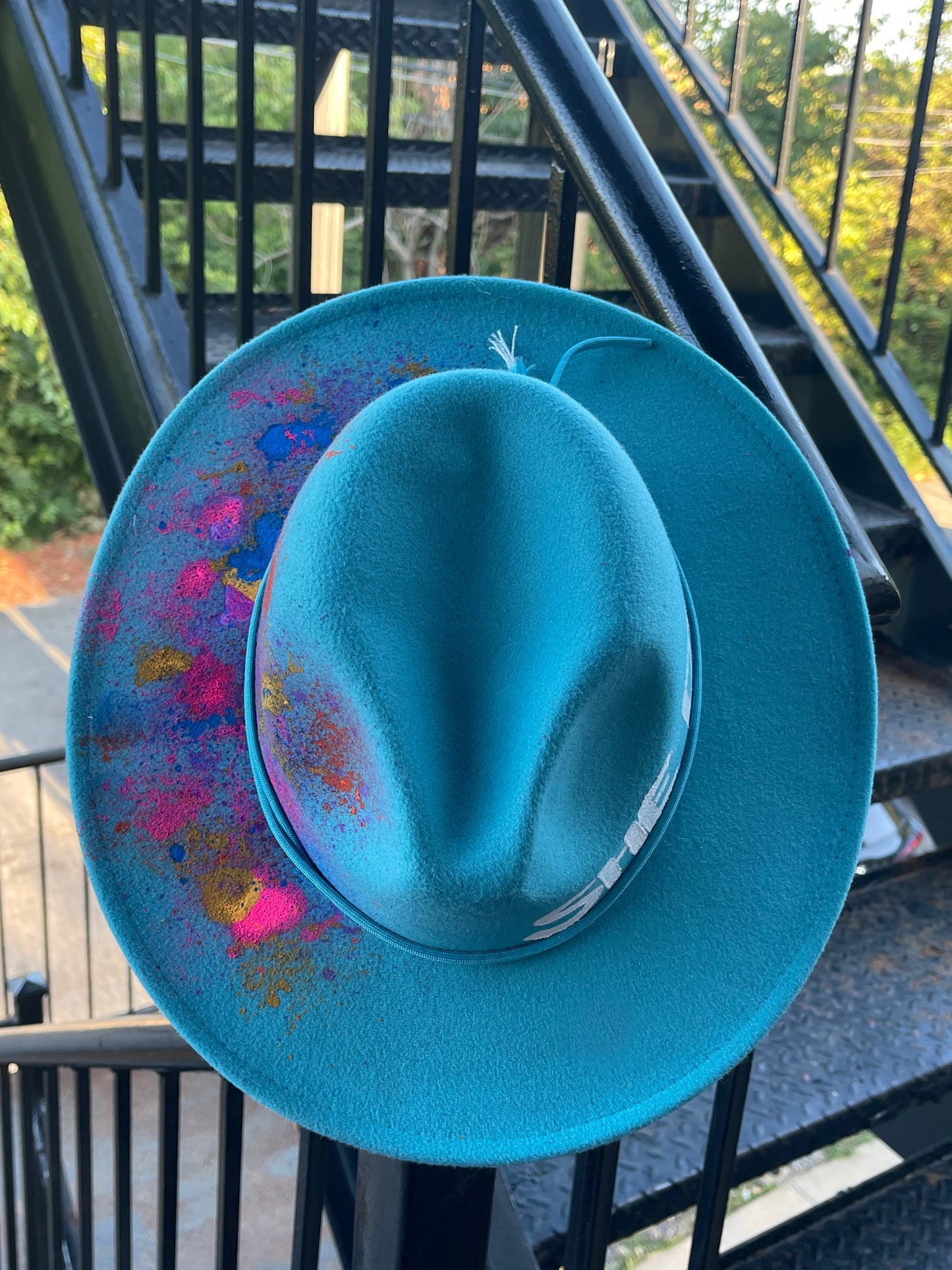 SHE DOPE Aqua Blue Red Bottom Fedora