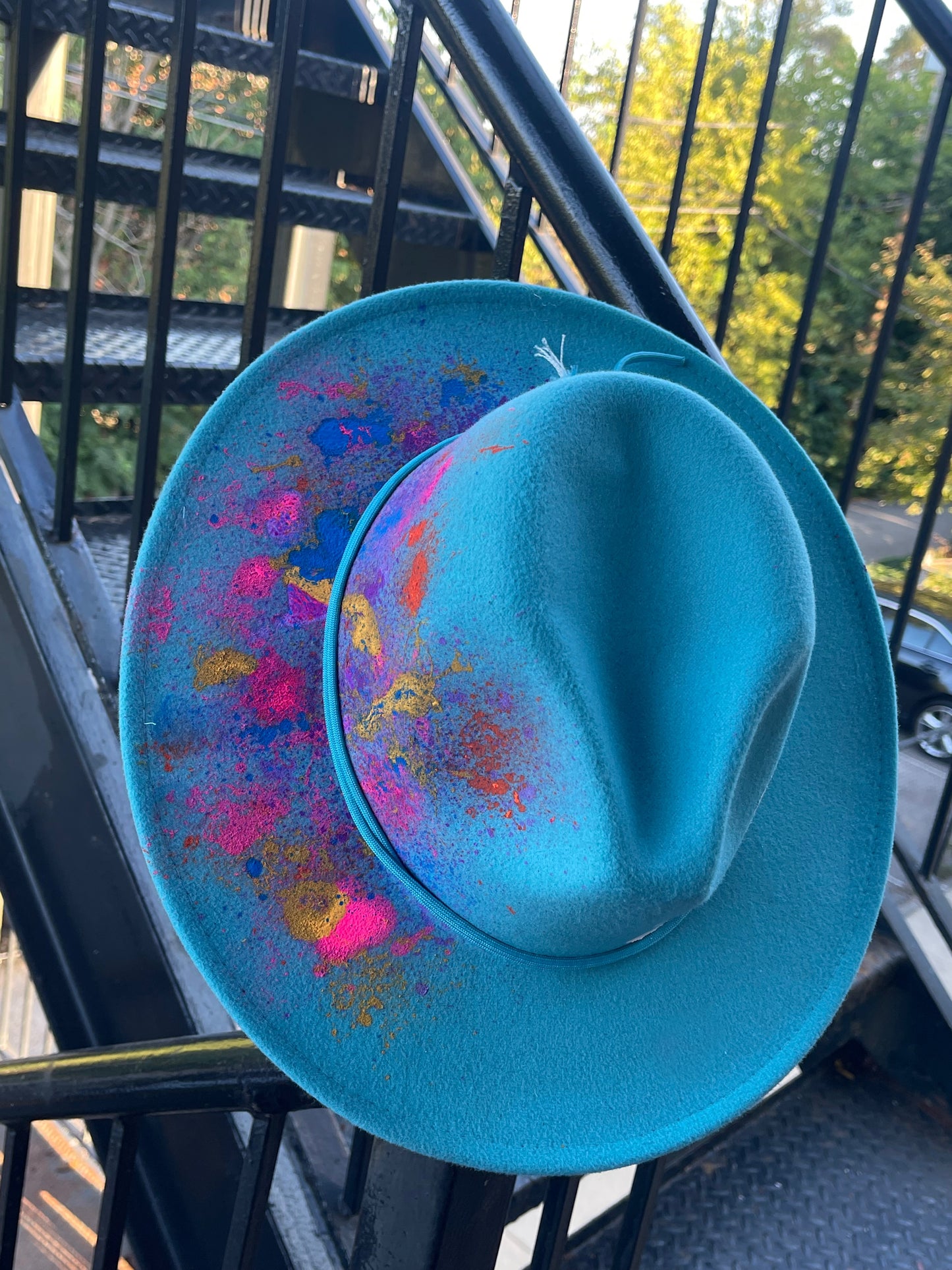 SHE DOPE Aqua Blue Red Bottom Fedora