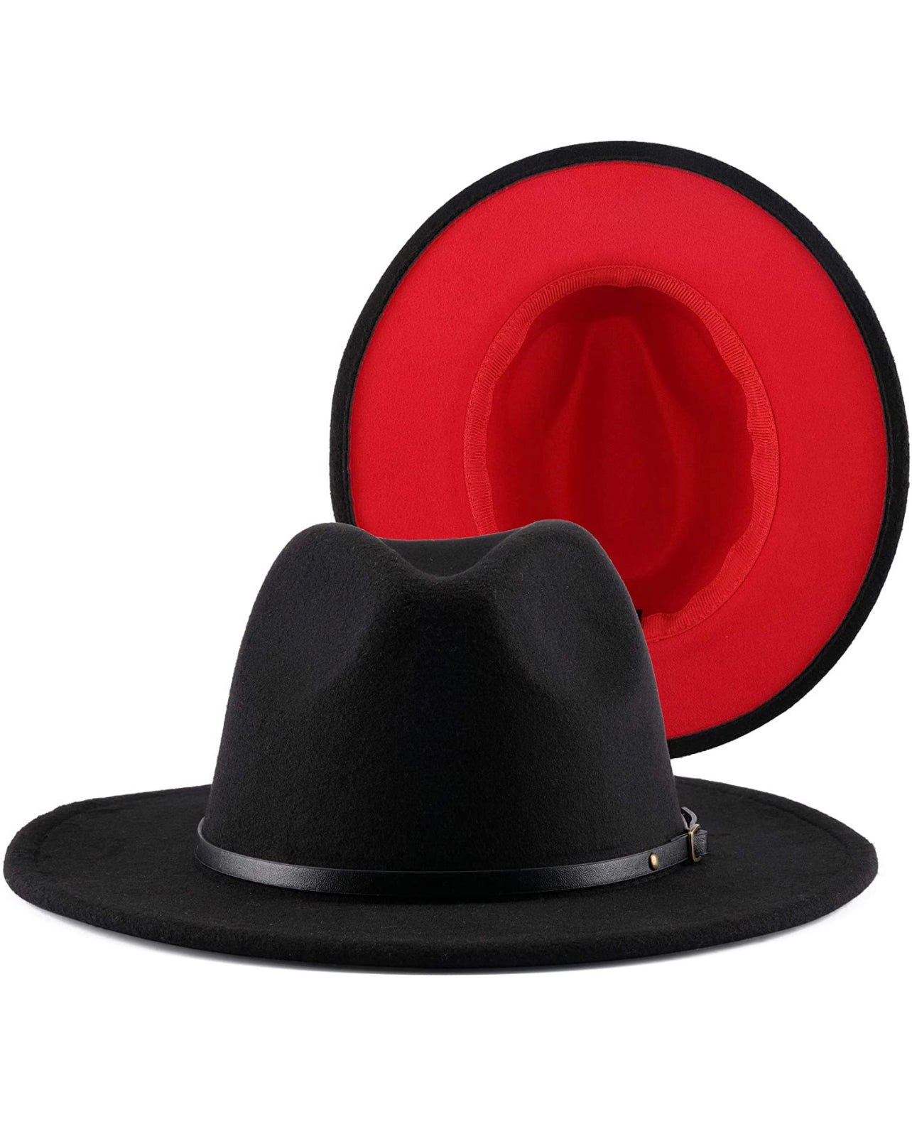 Solid Black Red Bottom Fedora