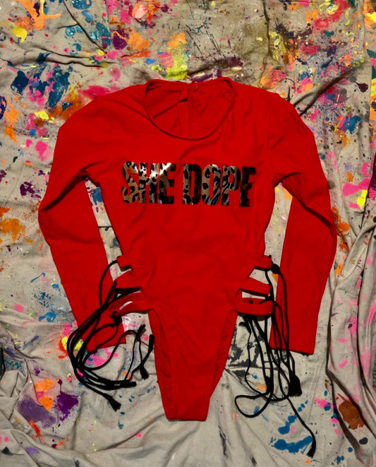 Red She Dope Leopard Scuba Swim