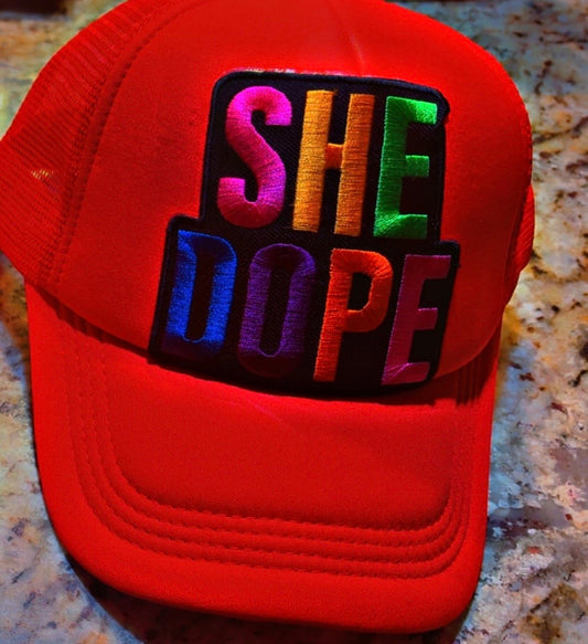 Red logo She Dope Cap