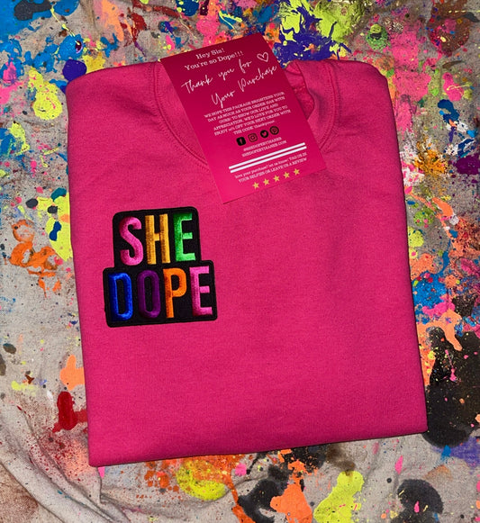 Pink She Dope Patchwork Sweatshirt