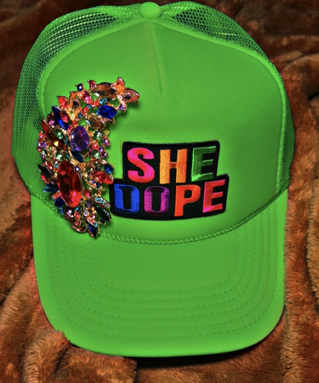 Logo She Dope Cap w/ multicolored brooch