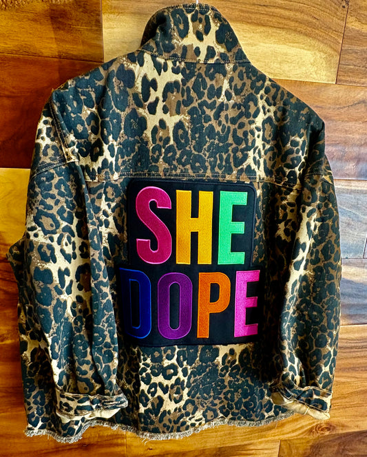Leopard She Dope logo Jacket