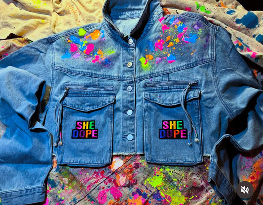 She Dope Light Blue washed Denim Jacket