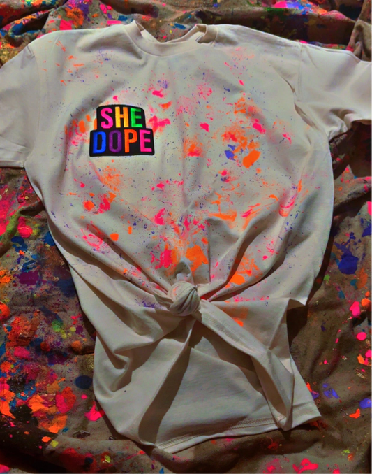 Cream She Dope Splattered logo