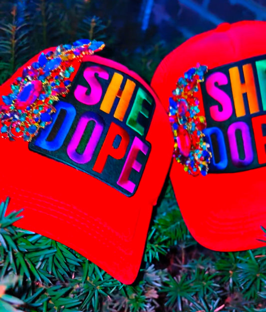 Red logo She Dope Cap