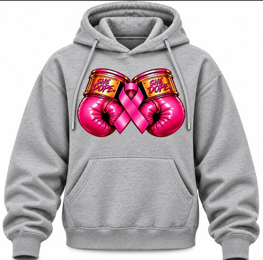 She Dope heather grey Girl Fight Hoodie