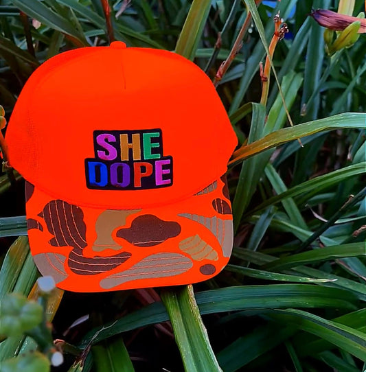 Orange Camo logo She Dope Cap