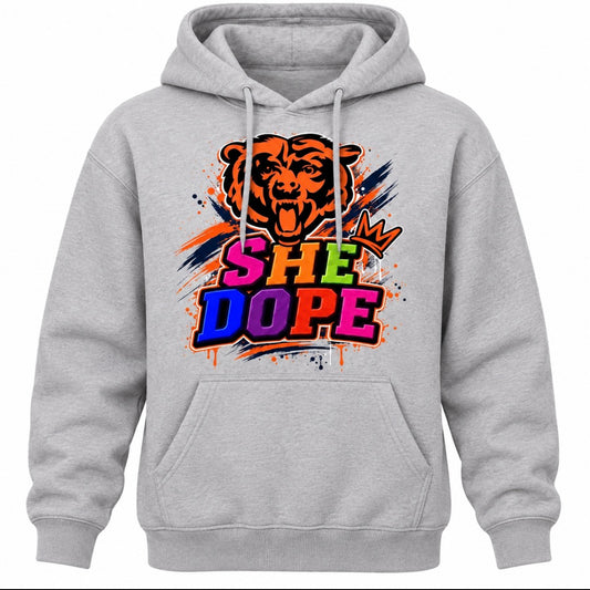 She Dope heather grey Bears Hoodie