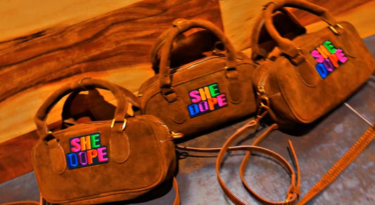 She Dope Faux Suede Crossbody bag