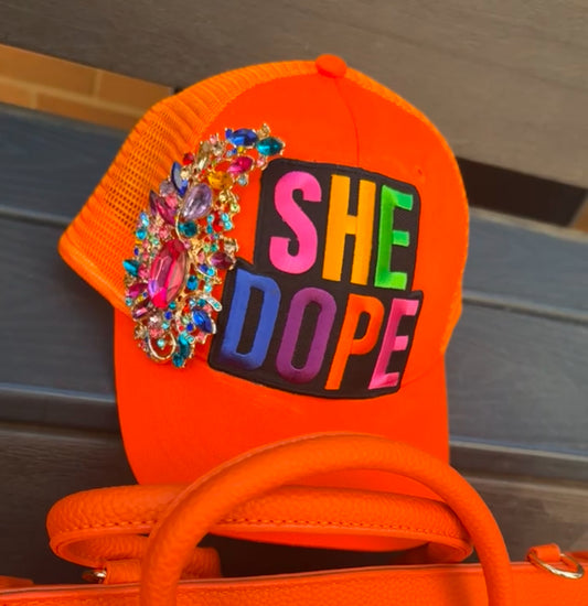 Orange logo She Dope Cap