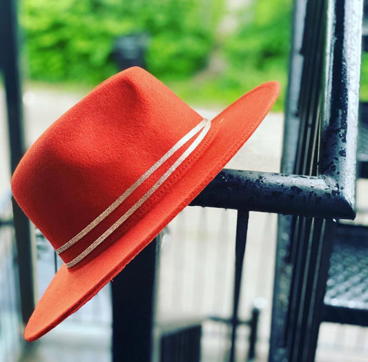 Solid Rust Orange Fedora