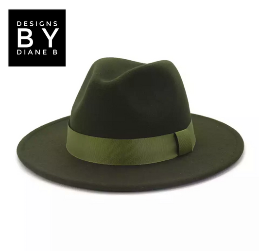 Solid Army Green Fedora