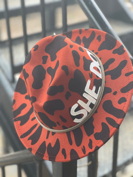 Rust & Black Spotted She Dope Fedora